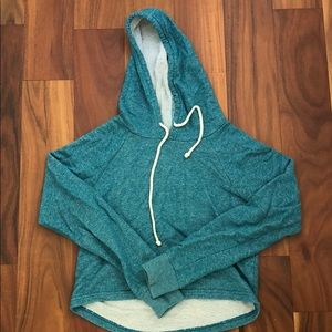 Blue Teal French Terry Cropped Hoodie (FREE)
